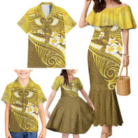 Gold Polynesia Family Matching Mermaid Dress and Hawaiian Shirt Tribal Pattern Tropical Frangipani LT14 - Polynesian Pride