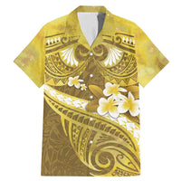 Gold Polynesia Family Matching Mermaid Dress and Hawaiian Shirt Tribal Pattern Tropical Frangipani LT14 Dad's Shirt - Short Sleeve Gold - Polynesian Pride