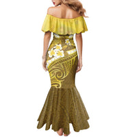 Gold Polynesia Family Matching Mermaid Dress and Hawaiian Shirt Tribal Pattern Tropical Frangipani LT14 - Polynesian Pride