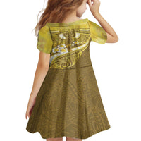 Gold Polynesia Family Matching Off The Shoulder Long Sleeve Dress and Hawaiian Shirt Tribal Pattern Tropical Frangipani LT14 - Polynesian Pride