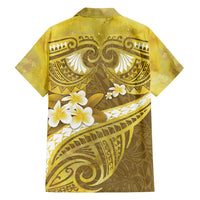 Gold Polynesia Family Matching Tank Maxi Dress and Hawaiian Shirt Tribal Pattern Tropical Frangipani LT14 - Polynesian Pride