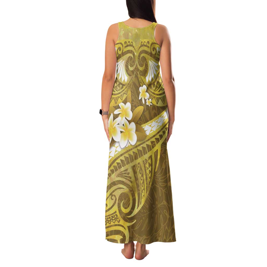 Gold Polynesia Family Matching Tank Maxi Dress and Hawaiian Shirt Tribal Pattern Tropical Frangipani LT14 - Polynesian Pride