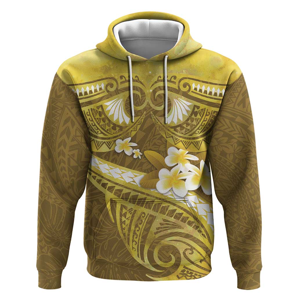 Gold Polynesia Hoodie Tribal Pattern Tropical Frangipani LT14 Pullover Hoodie Gold - Polynesian Pride