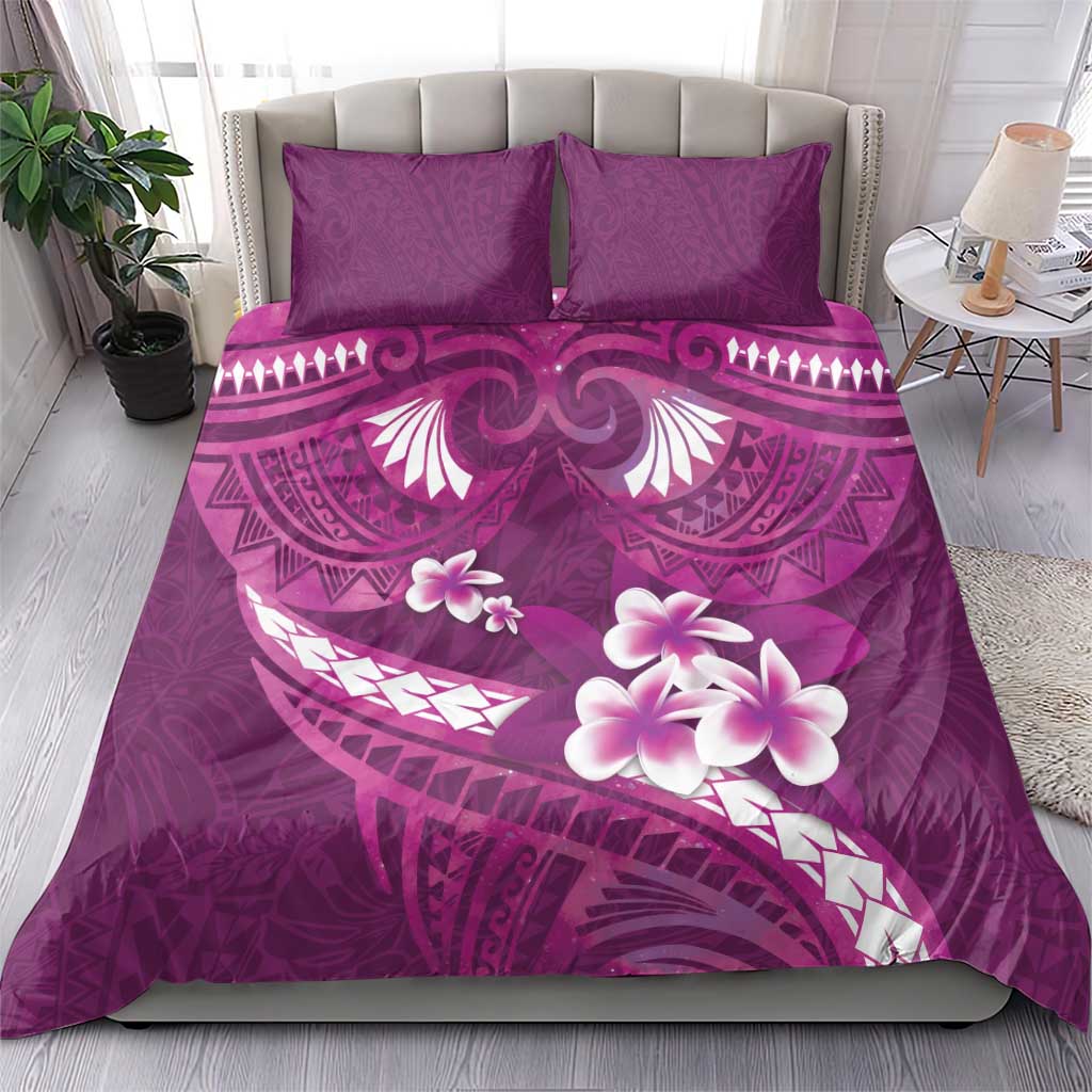 Pink Polynesia Bedding Set Tribal Pattern Tropical Frangipani