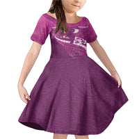 Pink Polynesia Family Matching Mermaid Dress and Hawaiian Shirt Tribal Pattern Tropical Frangipani LT14 Daughter's Dress Pink - Polynesian Pride