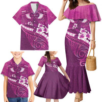 Pink Polynesia Family Matching Mermaid Dress and Hawaiian Shirt Tribal Pattern Tropical Frangipani LT14 - Polynesian Pride
