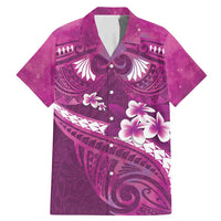 Pink Polynesia Family Matching Mermaid Dress and Hawaiian Shirt Tribal Pattern Tropical Frangipani LT14 Dad's Shirt - Short Sleeve Pink - Polynesian Pride