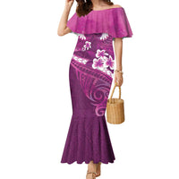 Pink Polynesia Family Matching Mermaid Dress and Hawaiian Shirt Tribal Pattern Tropical Frangipani LT14 Mom's Dress Pink - Polynesian Pride