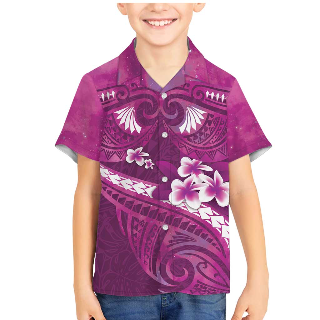 Pink Polynesia Family Matching Mermaid Dress and Hawaiian Shirt Tribal Pattern Tropical Frangipani LT14 Son's Shirt Pink - Polynesian Pride