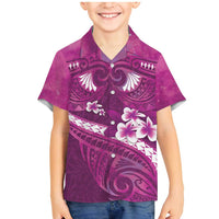 Pink Polynesia Family Matching Mermaid Dress and Hawaiian Shirt Tribal Pattern Tropical Frangipani LT14 Son's Shirt Pink - Polynesian Pride
