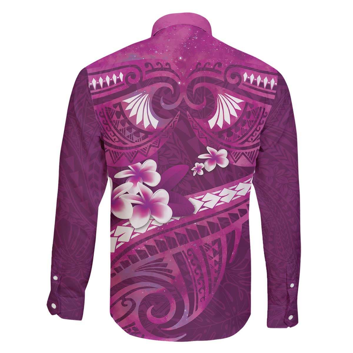 Pink Polynesia Family Matching Off Shoulder Short Dress and Hawaiian Shirt Tribal Pattern Tropical Frangipani LT14 - Polynesian Pride