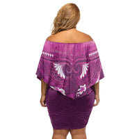 Pink Polynesia Family Matching Off Shoulder Short Dress and Hawaiian Shirt Tribal Pattern Tropical Frangipani LT14 - Polynesian Pride