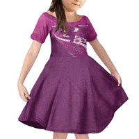 Pink Polynesia Family Matching Short Sleeve Bodycon Dress and Hawaiian Shirt Tribal Pattern Tropical Frangipani LT14 Daughter's Dress Pink - Polynesian Pride