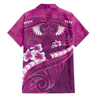 Pink Polynesia Family Matching Tank Maxi Dress and Hawaiian Shirt Tribal Pattern Tropical Frangipani LT14 - Polynesian Pride
