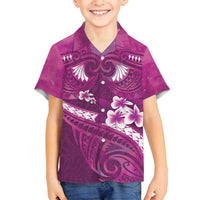 Pink Polynesia Family Matching Tank Maxi Dress and Hawaiian Shirt Tribal Pattern Tropical Frangipani LT14 Son's Shirt Pink - Polynesian Pride