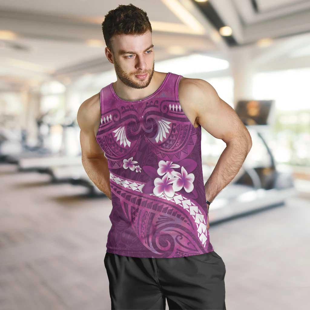 Pink Polynesia Men Tank Top Tribal Pattern Tropical Frangipani LT14 Pink - Polynesian Pride