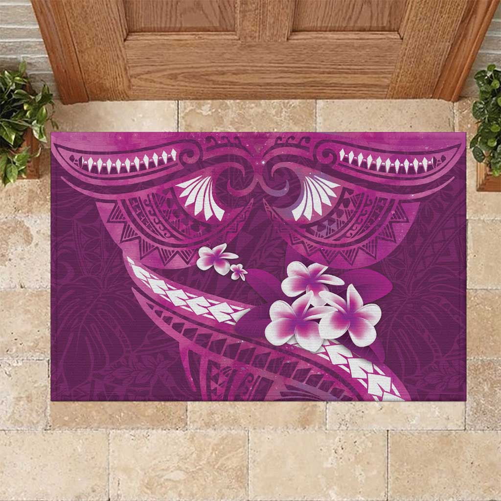 Pink Polynesia Rubber Doormat Tribal Pattern Tropical Frangipani LT14 Pink - Polynesian Pride