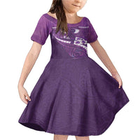 Purple Polynesia Family Matching Mermaid Dress and Hawaiian Shirt Tribal Pattern Tropical Frangipani LT14 Daughter's Dress Purple - Polynesian Pride