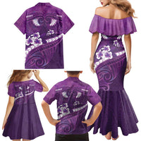 Purple Polynesia Family Matching Mermaid Dress and Hawaiian Shirt Tribal Pattern Tropical Frangipani LT14 - Polynesian Pride