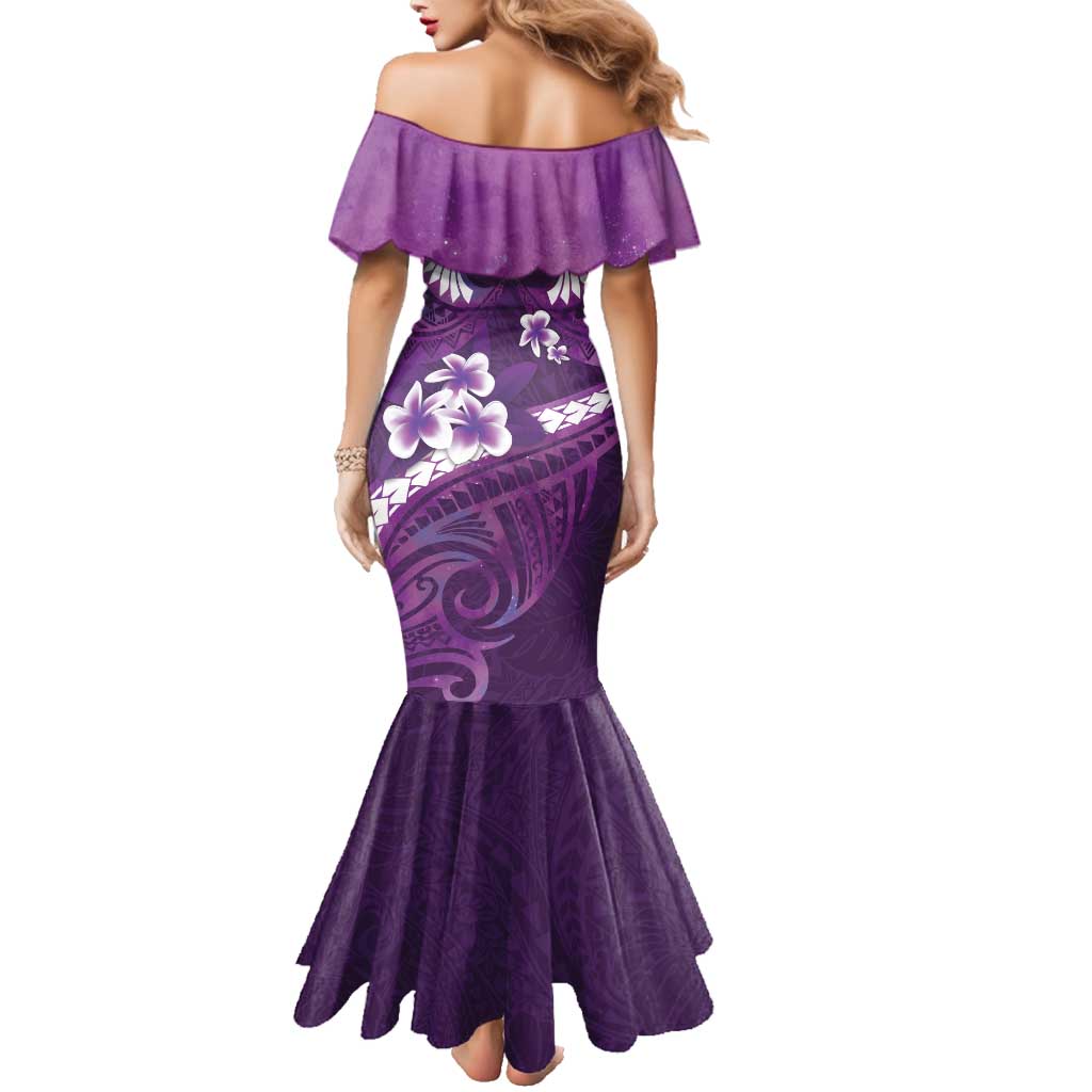 Purple Polynesia Family Matching Mermaid Dress and Hawaiian Shirt Tribal Pattern Tropical Frangipani LT14 - Polynesian Pride