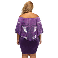 Purple Polynesia Family Matching Off Shoulder Short Dress and Hawaiian Shirt Tribal Pattern Tropical Frangipani LT14 - Polynesian Pride