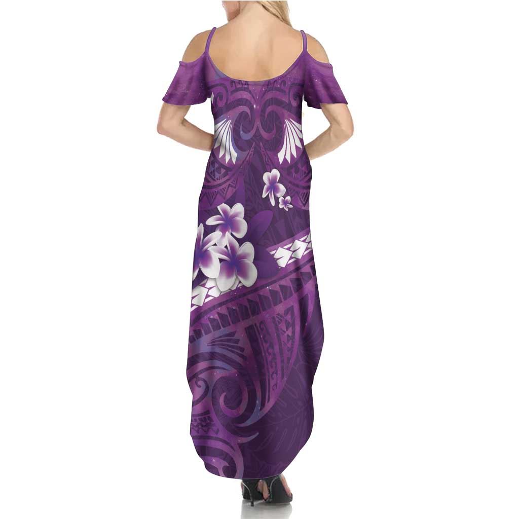 Purple Polynesia Family Matching Summer Maxi Dress and Hawaiian Shirt Tribal Pattern Tropical Frangipani LT14 - Polynesian Pride