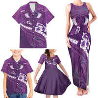 Purple Polynesia Family Matching Tank Maxi Dress and Hawaiian Shirt Tribal Pattern Tropical Frangipani LT14 - Polynesian Pride