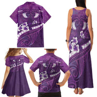 Purple Polynesia Family Matching Tank Maxi Dress and Hawaiian Shirt Tribal Pattern Tropical Frangipani LT14 - Polynesian Pride