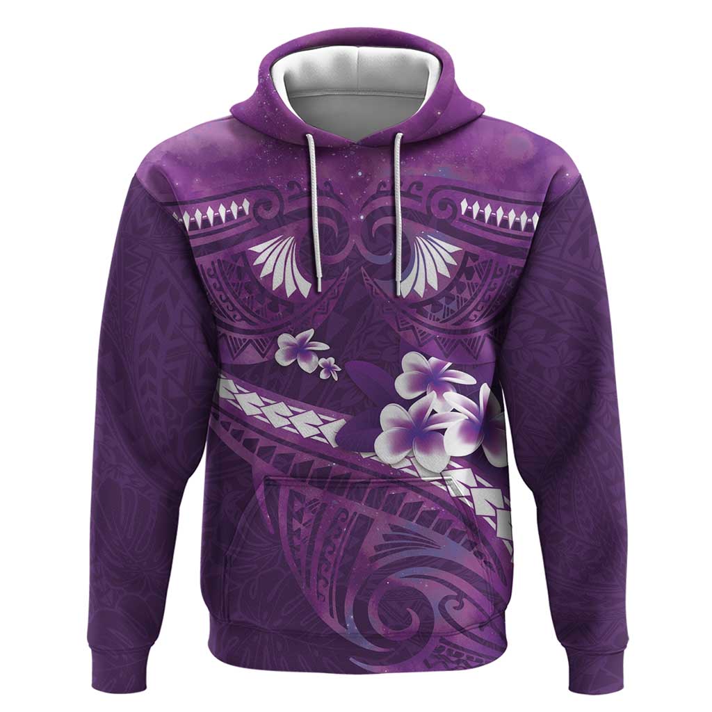 Purple Polynesia Hoodie Tribal Pattern Tropical Frangipani LT14 Pullover Hoodie Purple - Polynesian Pride