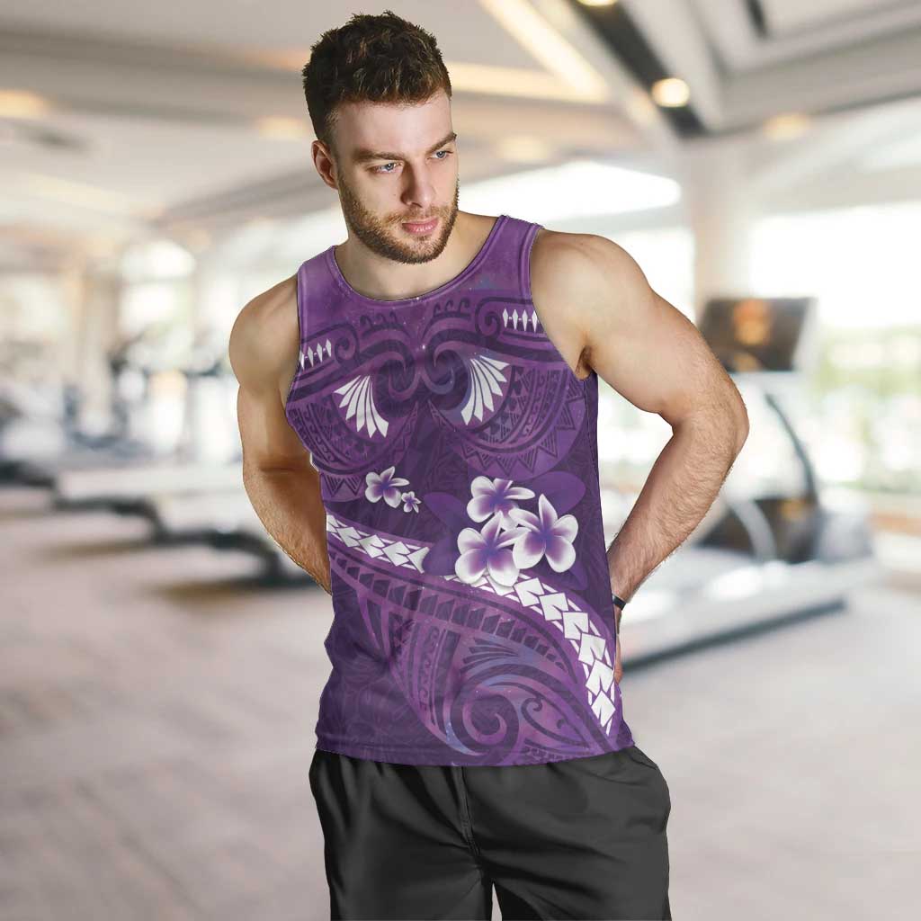 Purple Polynesia Men Tank Top Tribal Pattern Tropical Frangipani LT14 Purple - Polynesian Pride