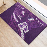 Purple Polynesia Rubber Doormat Tribal Pattern Tropical Frangipani