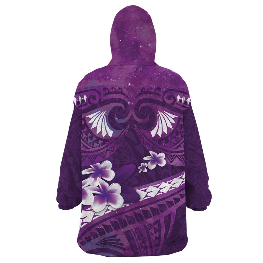 Purple Polynesia Wearable Blanket Hoodie Tribal Pattern Tropical Frangipani LT14 - Polynesian Pride