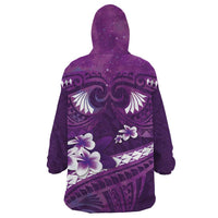Purple Polynesia Wearable Blanket Hoodie Tribal Pattern Tropical Frangipani LT14 - Polynesian Pride