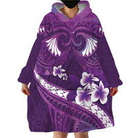 Purple Polynesia Wearable Blanket Hoodie Tribal Pattern Tropical Frangipani LT14 - Polynesian Pride