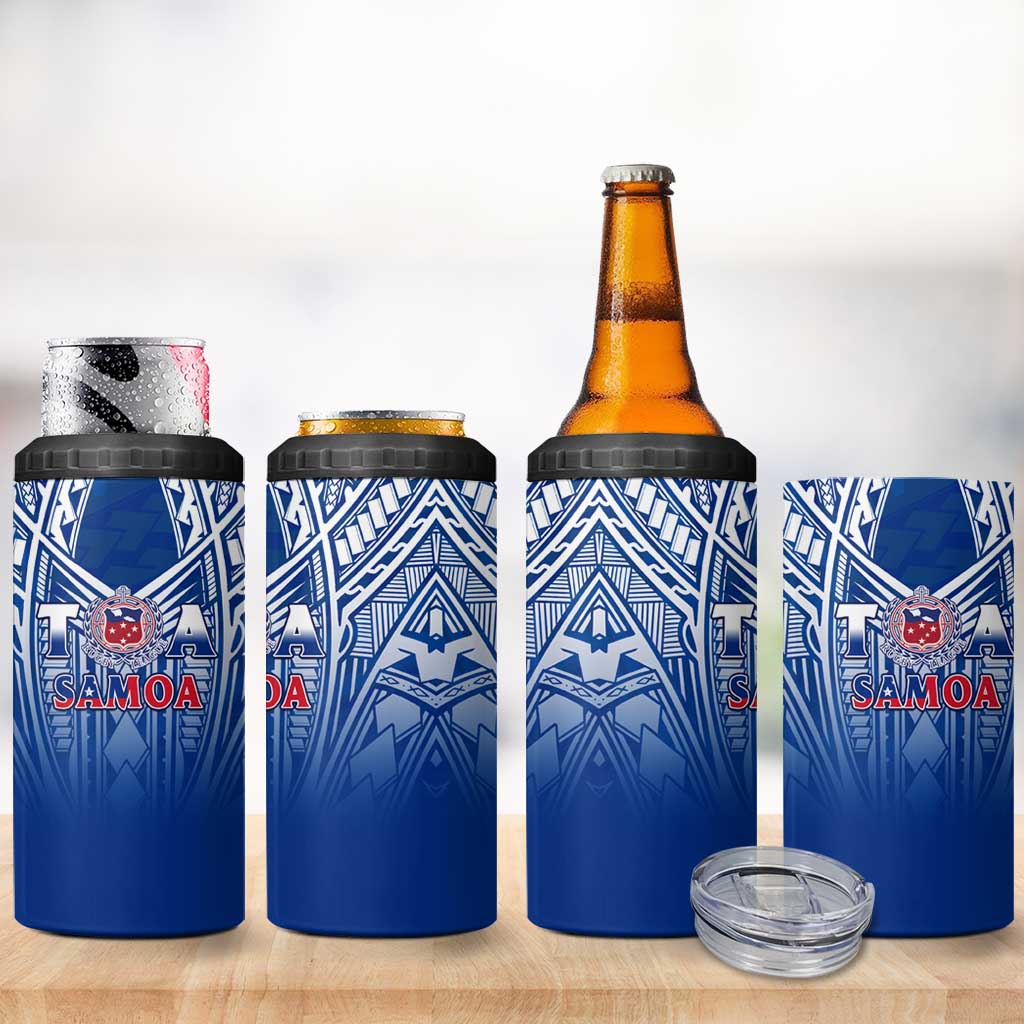 Samoa Rugby 4 in 1 Can Cooler Tumbler Toa Samoa Polynesian Pacific Navy Version LT14 - Polynesian Pride