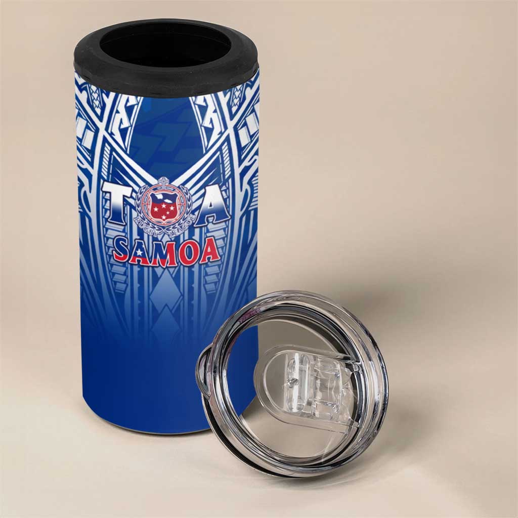 Samoa Rugby 4 in 1 Can Cooler Tumbler Toa Samoa Polynesian Pacific Navy Version LT14 - Polynesian Pride