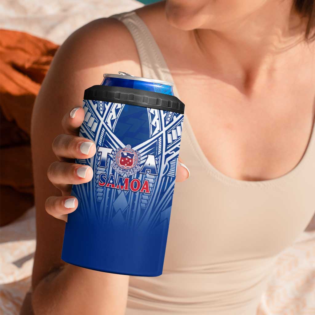 Samoa Rugby 4 in 1 Can Cooler Tumbler Toa Samoa Polynesian Pacific Navy Version LT14 - Polynesian Pride