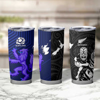 New Zealand and Scotland Rugby Tumbler Cup All Black Maori With Thistle Together LT14 - Polynesian Pride