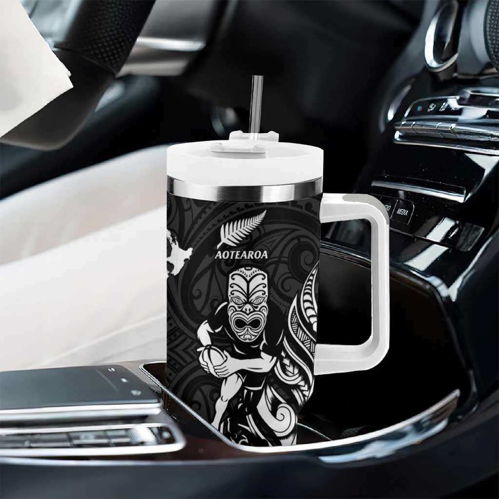 New Zealand and Scotland Rugby Tumbler With Handle All Black Maori With Thistle Together LT14 - Polynesian Pride