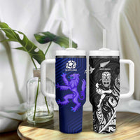 New Zealand and Scotland Rugby Tumbler With Handle All Black Maori With Thistle Together LT14 - Polynesian Pride