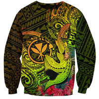 Hawaii Sweatshirt Kanaka Map With Polynesian Shark Tattoo Reggae Unique LT14 Unisex Reggae - Polynesian Pride