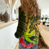 Hawaii Women Casual Shirt Kanaka Map With Polynesian Shark Tattoo Reggae Unique LT14 - Polynesian Pride