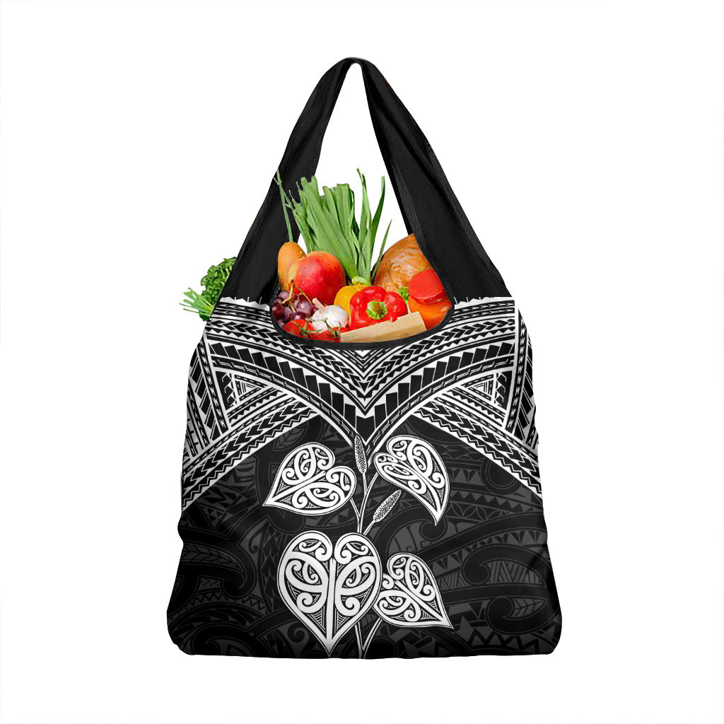 Black New Zealand Kawakawa Maori Ngaru Grocery Bag