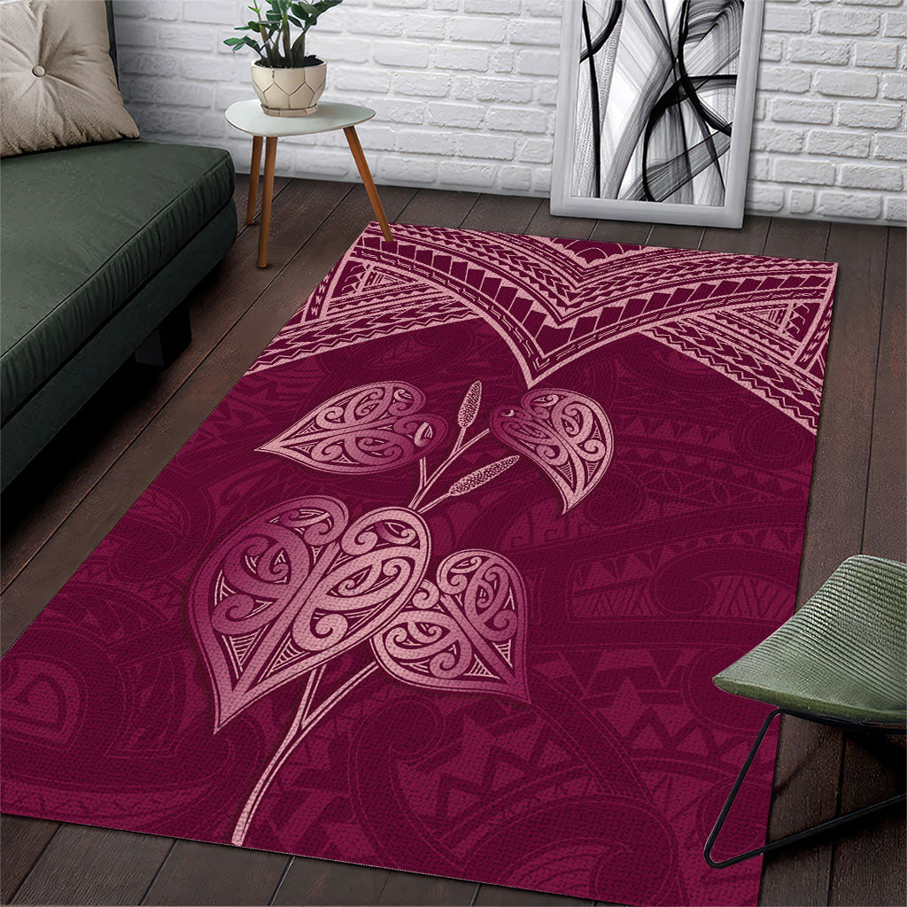 Burgundy New Zealand Kawakawa Maori Ngaru Area Rug LT14 Burgundy - Polynesian Pride