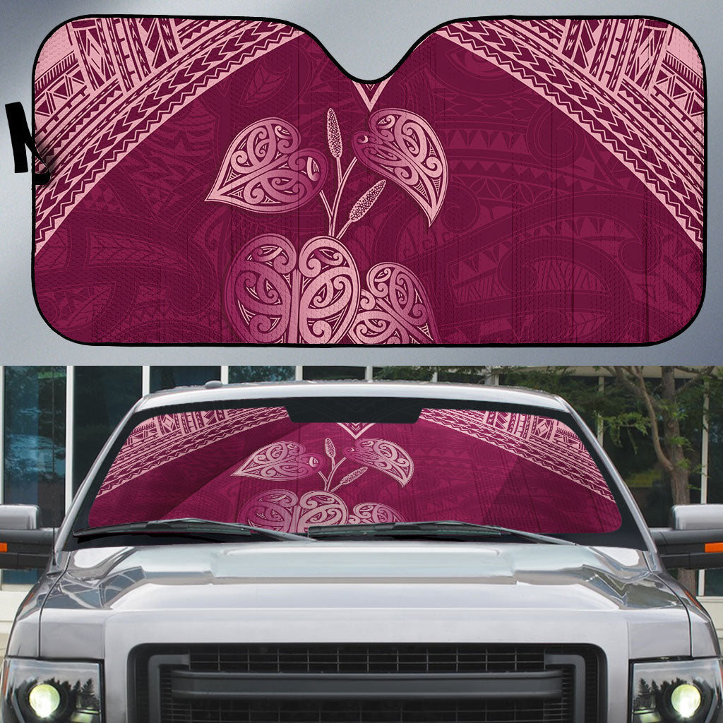 Burgundy New Zealand Kawakawa Maori Ngaru Auto Sun Shade LT14 Burgundy - Polynesian Pride