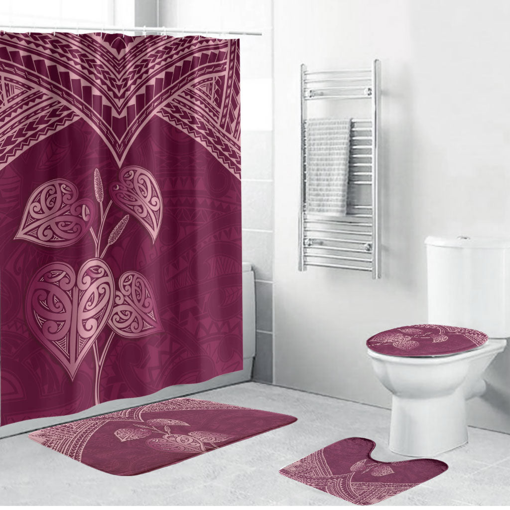 Burgundy New Zealand Kawakawa Maori Ngaru Bathroom Set LT14 Bathroom Set (4 pcs) Burgundy - Polynesian Pride