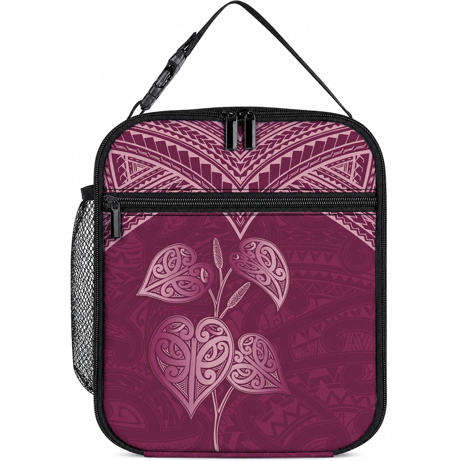Burgundy New Zealand Kawakawa Maori Ngaru Lunch Bag LT14 10.2 × 8.3 × 4.3 inch Burgundy - Polynesian Pride