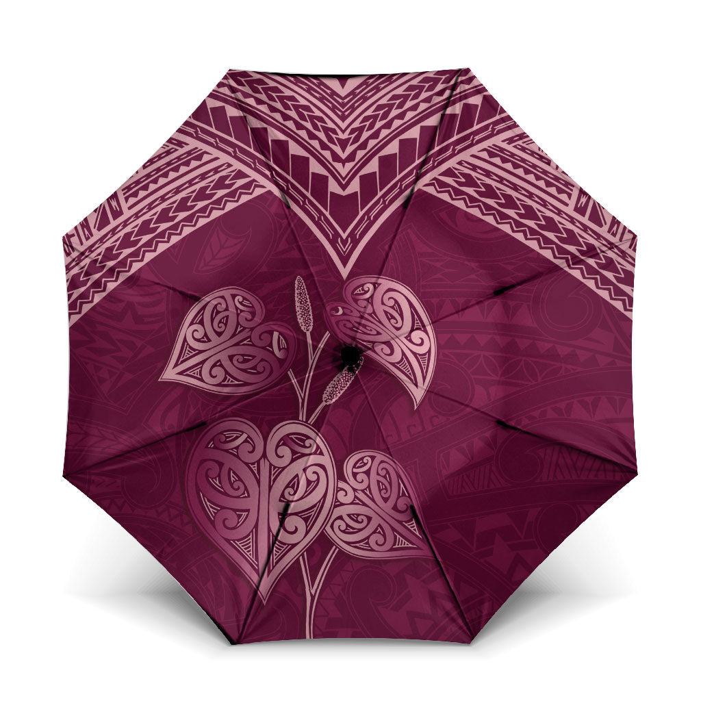 Burgundy New Zealand Kawakawa Maori Ngaru Umbrella LT14 One Size Folded 11.42 inch Opened Diameter 37.4 inch Burgundy - Polynesian Pride