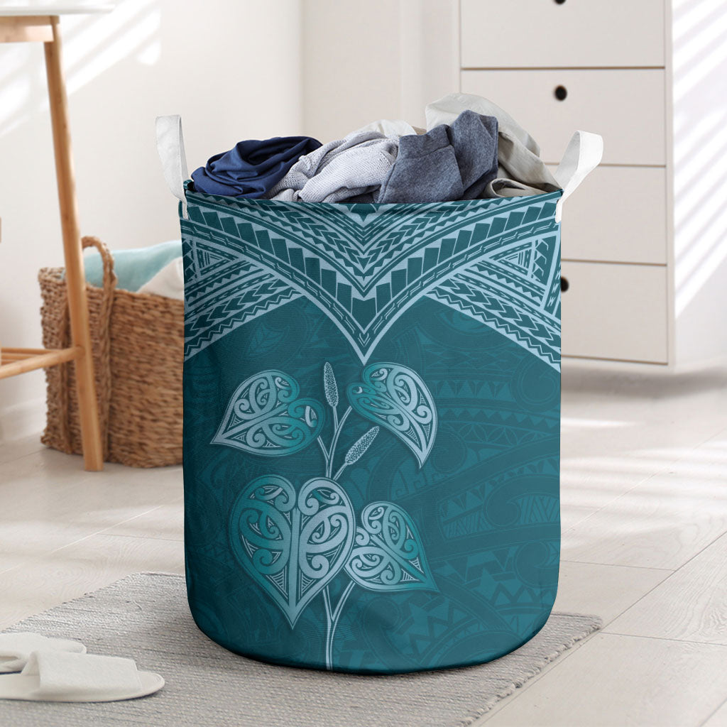 Cyan New Zealand Kawakawa Maori Ngaru Laundry Basket LT14 Cyan - Polynesian Pride