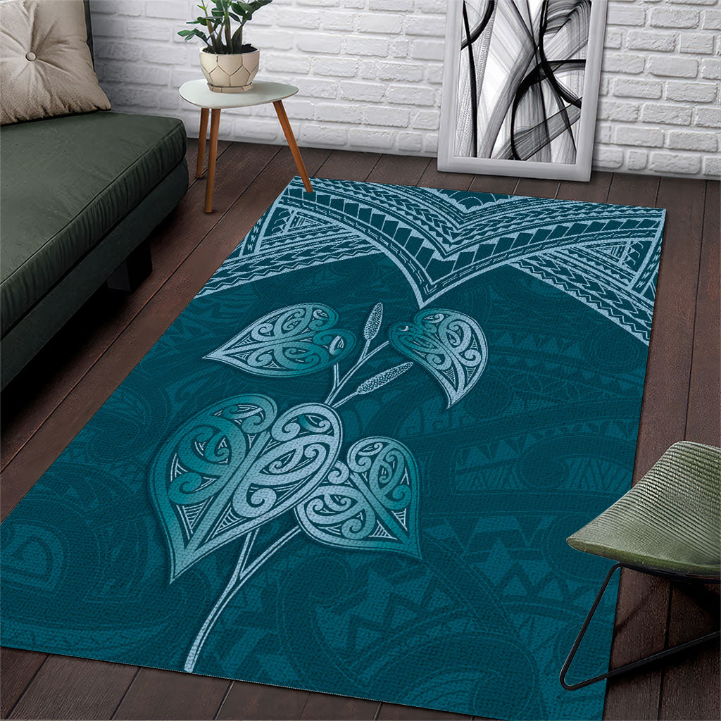 Cyan New Zealand Kawakawa Maori Ngaru Area Rug LT14 Cyan - Polynesian Pride